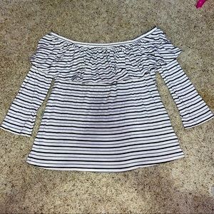 Medium striped American eagle off the shoulder top